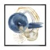 Abstract Dark Blue Gold & Black Underwater Life Canvas Wall Art Print