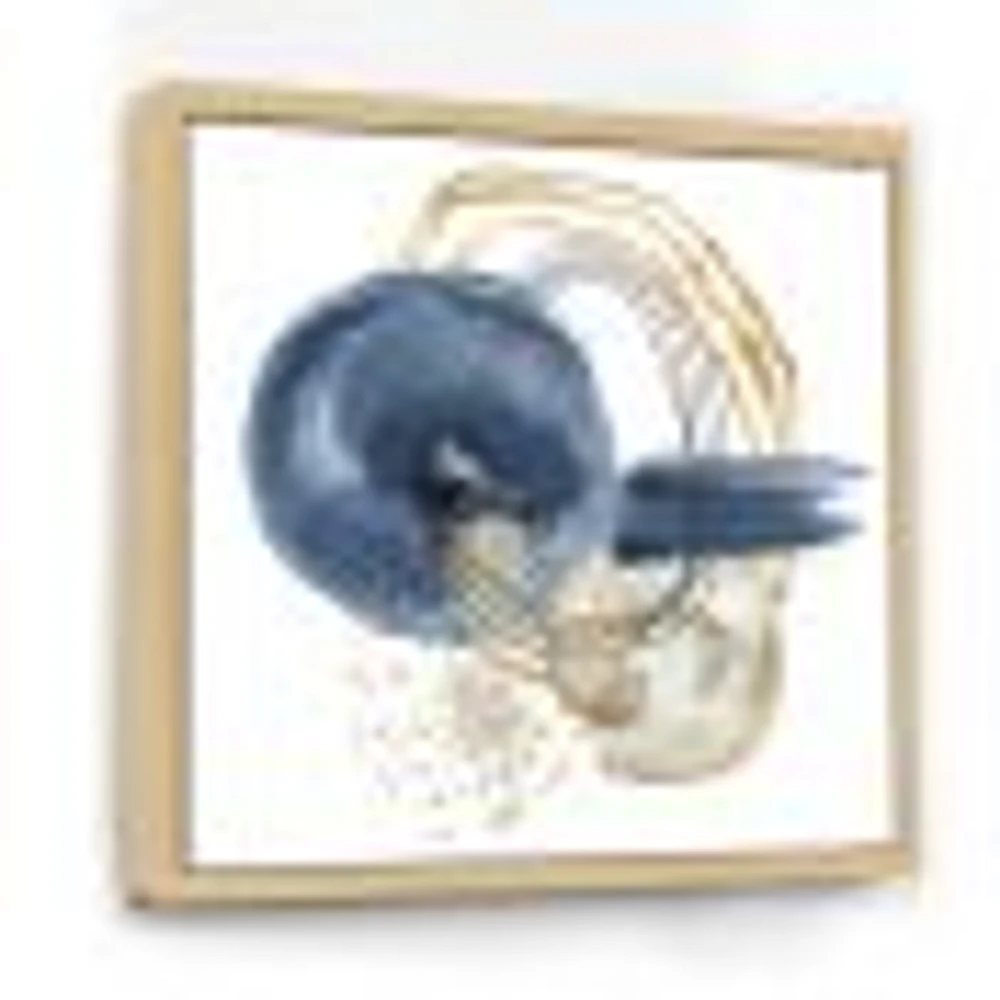 Abstract Dark Blue Gold & Black Underwater Life Canvas Wall Art Print