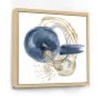 Abstract Dark Blue Gold & Black Underwater Life Canvas Wall Art Print