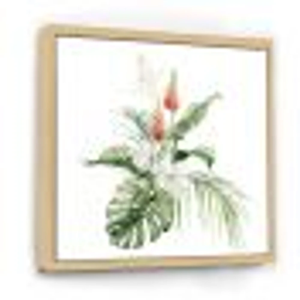 Tropical Bouquet with Lupine Plumeria Palm Leaves  Wall Art