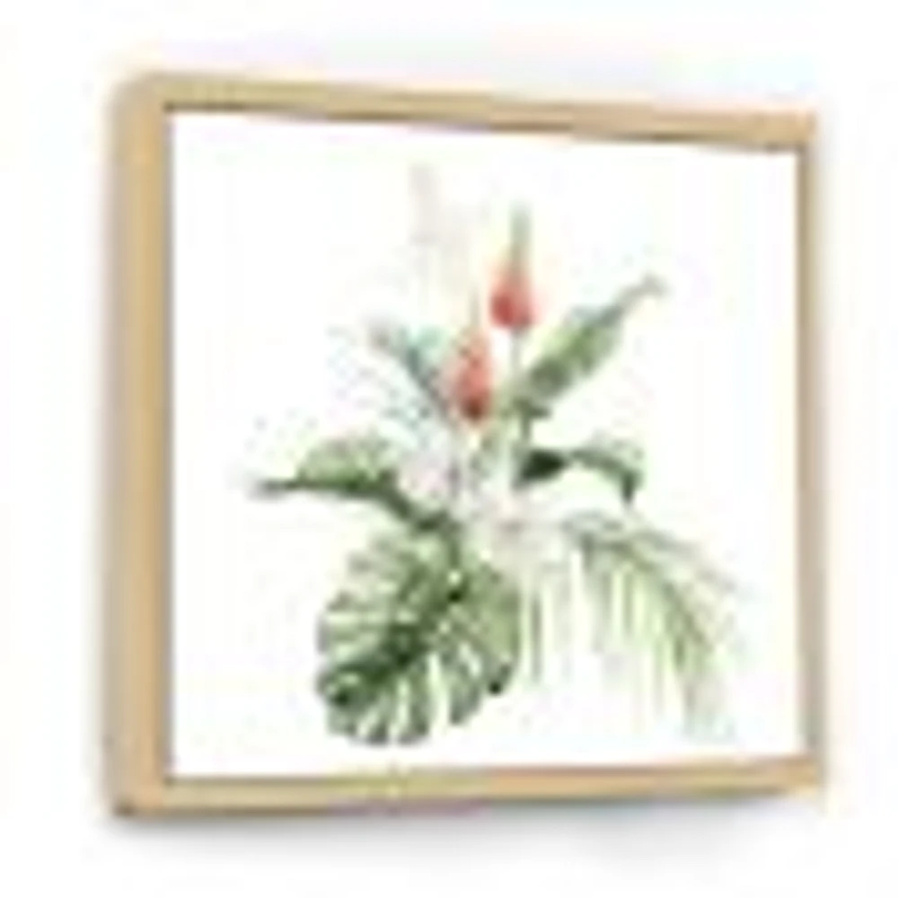 Toile imprimée « Tropical Bouquet with Lupine Plumeria Palm Leaves »