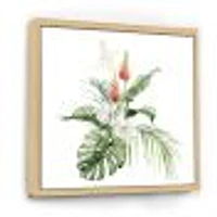 Tropical Bouquet with Lupine Plumeria Palm Leaves  Wall Art