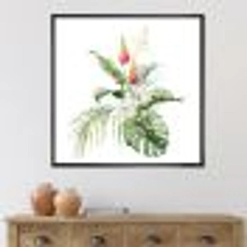 Tropical Bouquet with Lupine Plumeria Palm Leaves  Wall Art