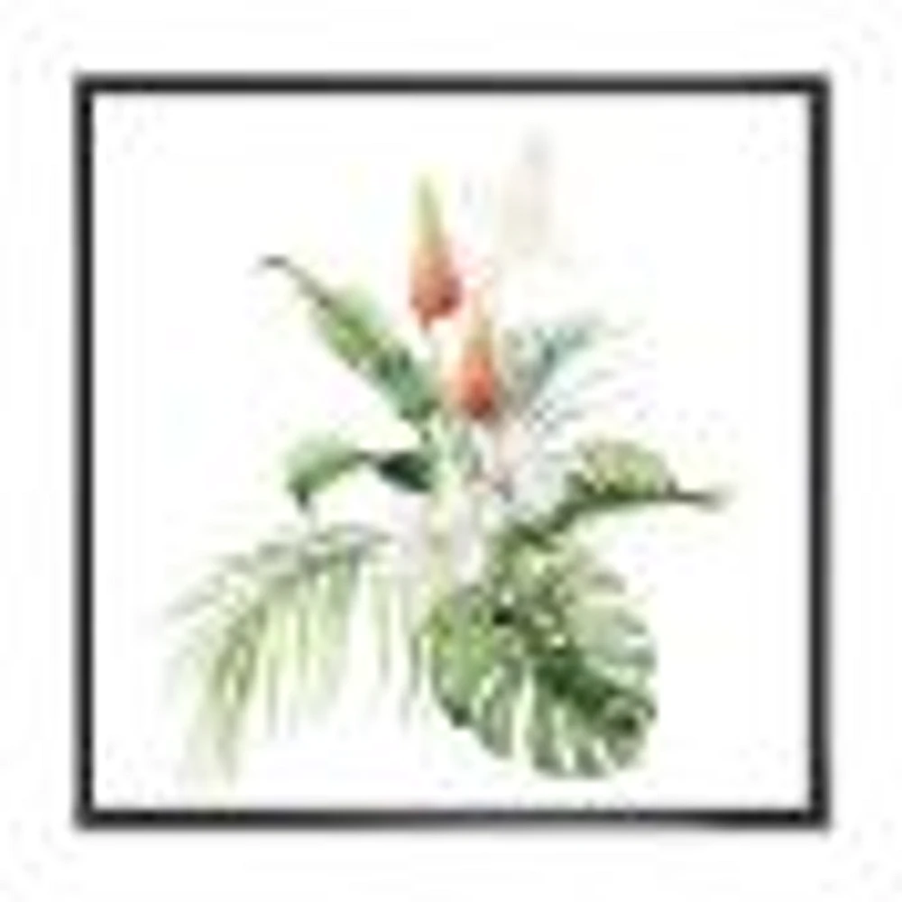 Toile imprimée « Tropical Bouquet with Lupine Plumeria Palm Leaves »