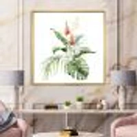 Tropical Bouquet with Lupine Plumeria Palm Leaves  Wall Art