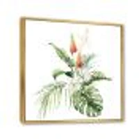 Toile imprimée « Tropical Bouquet with Lupine Plumeria Palm Leaves »