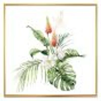 Toile imprimée « Tropical Bouquet with Lupine Plumeria Palm Leaves »