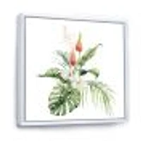 Tropical Bouquet with Lupine Plumeria Palm Leaves  Wall Art