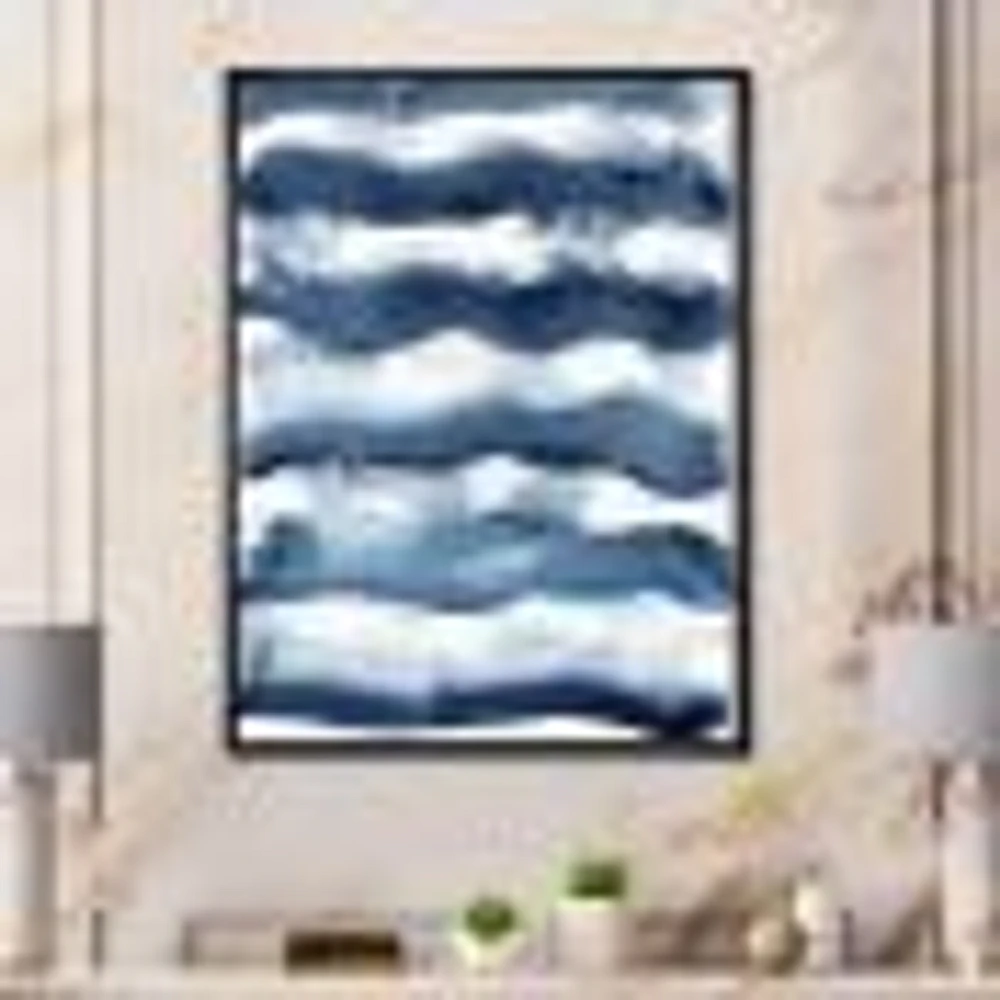 Abstract Classic Blue Waves  Wall Art