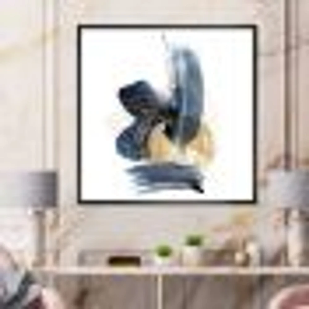 Landscape of Dark Blue Mountains & Gold Strokes II  Wall Art