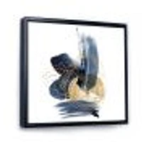 Landscape of Dark Blue Mountains & Gold Strokes II  Wall Art