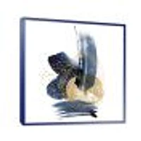 Landscape of Dark Blue Mountains & Gold Strokes II  Wall Art