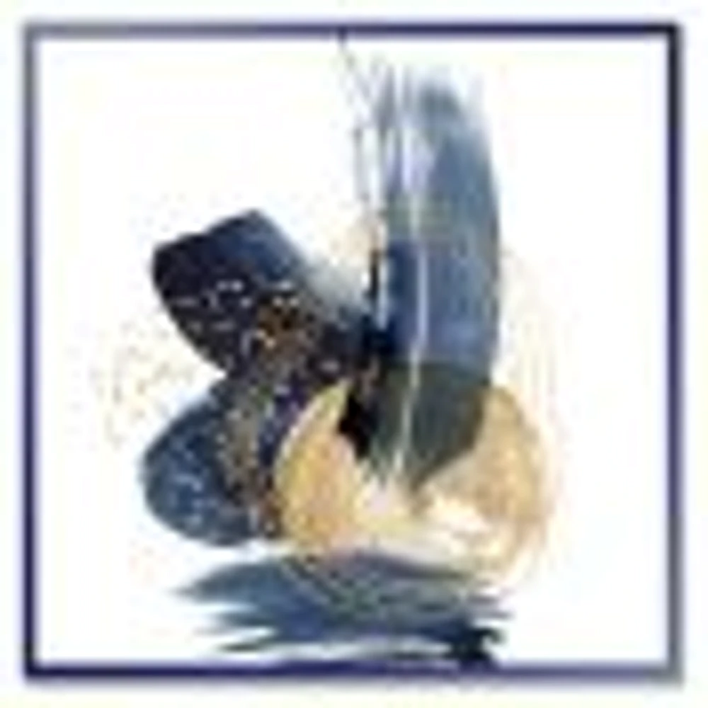 Landscape of Dark Blue Mountains & Gold Strokes II  Wall Art