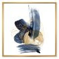 Landscape of Dark Blue Mountains & Gold Strokes II  Wall Art