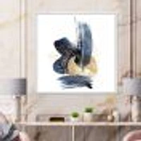 Landscape of Dark Blue Mountains & Gold Strokes II  Wall Art