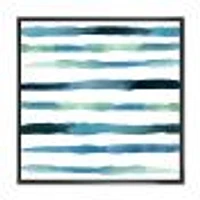 Aquatic Dark Blue Verticals Canvas Wall Art Print
