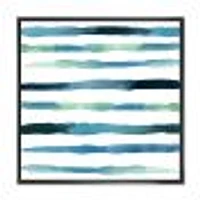 Aquatic Dark Blue Verticals Canvas Wall Art Print