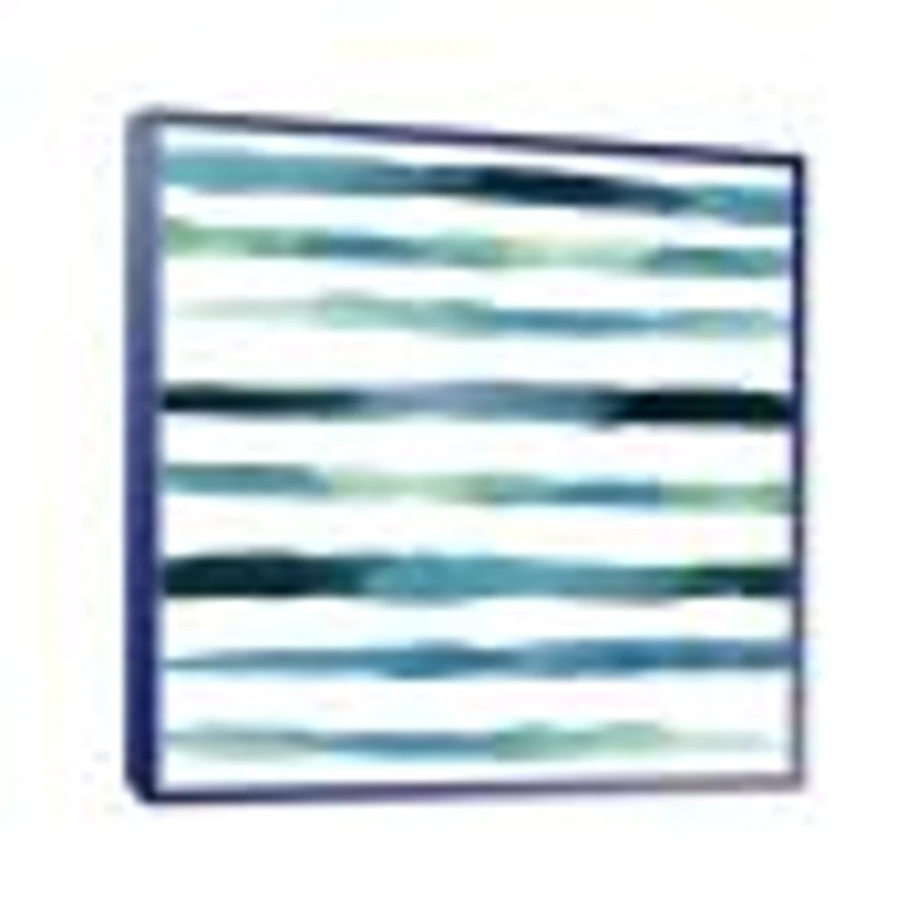 Aquatic Dark Blue Verticals Canvas Wall Art Print