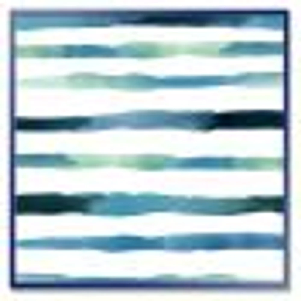 Aquatic Dark Blue Verticals Canvas Wall Art Print
