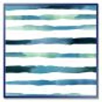 Aquatic Dark Blue Verticals Canvas Wall Art Print