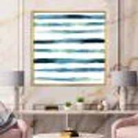 Aquatic Dark Blue Verticals Canvas Wall Art Print