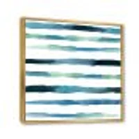 Aquatic Dark Blue Verticals Canvas Wall Art Print