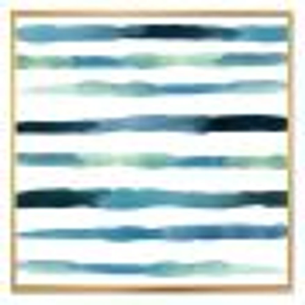 Aquatic Dark Blue Verticals Canvas Wall Art Print