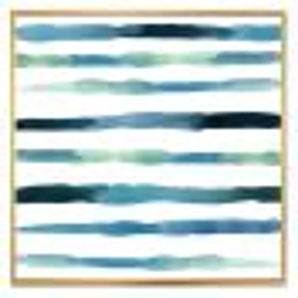 Aquatic Dark Blue Verticals Canvas Wall Art Print
