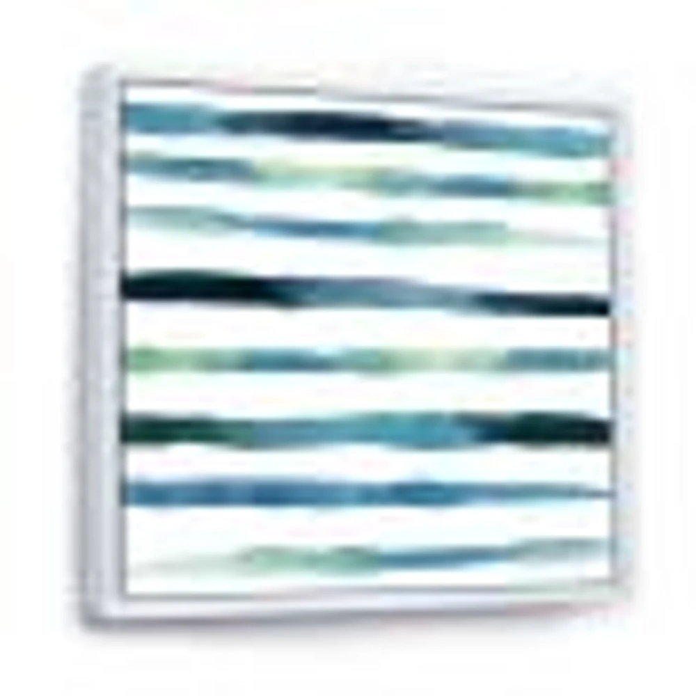 Aquatic Dark Blue Verticals Canvas Wall Art Print