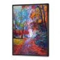 Little Road Through Red Autumn Landscape Wall Art