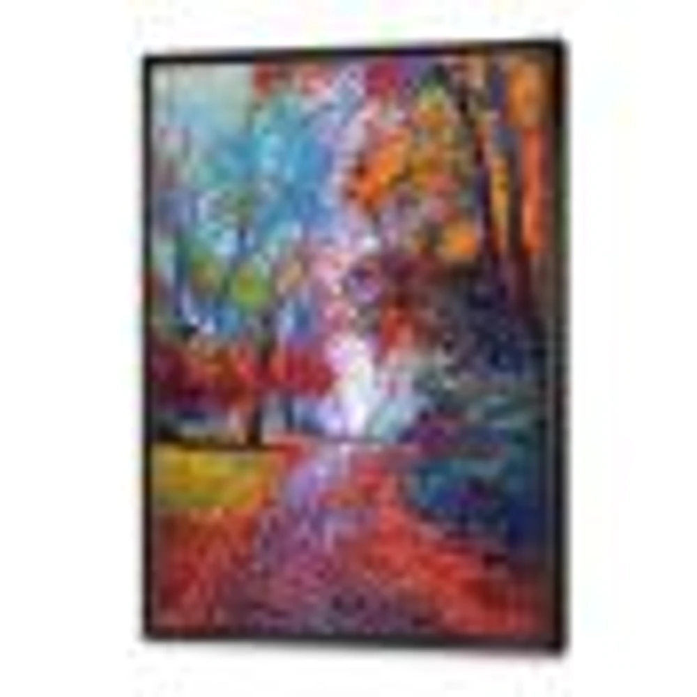 Little Road Through Red Autumn Landscape Wall Art