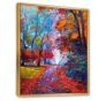 Little Road Through Red Autumn Landscape Wall Art