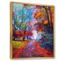 Little Road Through Red Autumn Landscape Wall Art