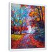 Little Road Through Red Autumn Landscape Wall Art