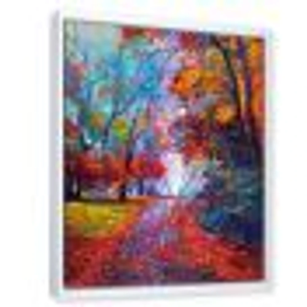 Little Road Through Red Autumn Landscape Wall Art