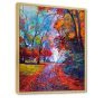 Little Road Through Red Autumn Landscape Wall Art