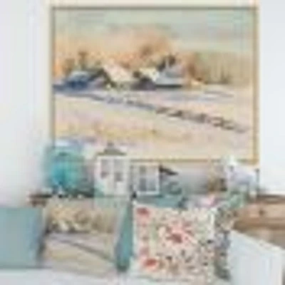 Small VIllage At Sunset Covered with Snow  Canvas Wall Art Print