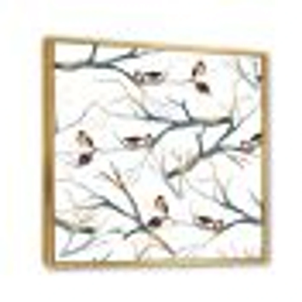 Toile imprimée « Little Birds on The Tree Branches I »