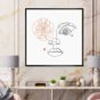 Female Face one Line Drawing with Minimal Shapes Canvas Wall Art Print