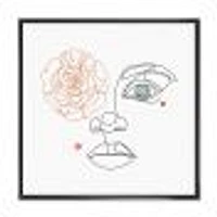 Female Face one Line Drawing with Minimal Shapes Canvas Wall Art Print