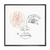 Female Face one Line Drawing with Minimal Shapes Canvas Wall Art Print