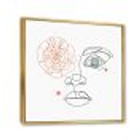 Female Face one Line Drawing with Minimal Shapes Canvas Wall Art Print