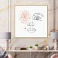 Female Face one Line Drawing with Minimal Shapes Canvas Wall Art Print