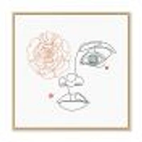 Female Face one Line Drawing with Minimal Shapes Canvas Wall Art Print