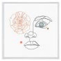 Female Face one Line Drawing with Minimal Shapes Canvas Wall Art Print