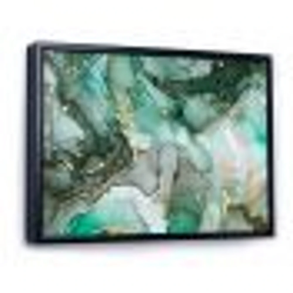 Green Luxury Abstract Fluid Art III  Canvas Wall Print