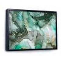 Green Luxury Abstract Fluid Art III  Canvas Wall Print