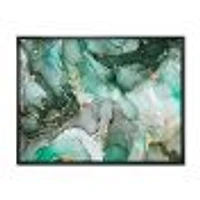 Green Luxury Abstract Fluid Art III  Canvas Wall Print