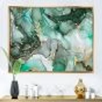 Green Luxury Abstract Fluid Art III  Canvas Wall Print