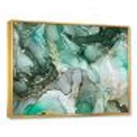 Green Luxury Abstract Fluid Art III  Canvas Wall Print